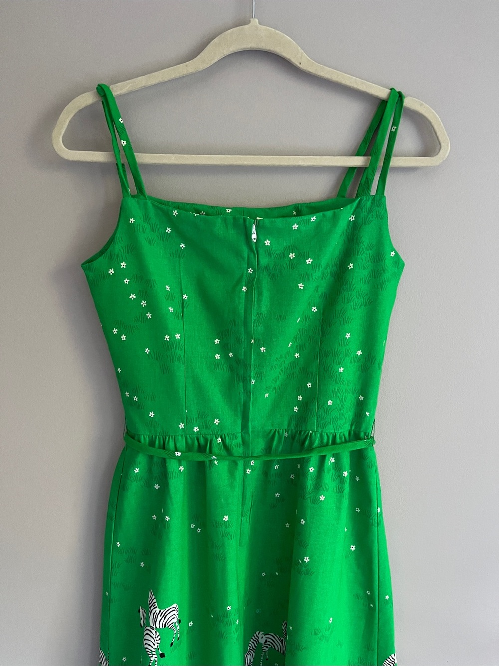 Malia Honolulu vintage Kelly green/white zebra motifs sundress size 10-runs smal - Picture 8 of 15